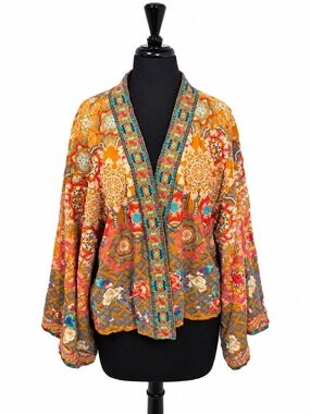 Johnny Was Embroidered Multicolor Kimono Jacket – Size XL